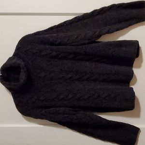 MAURICES Velour Cable Knit Turtleneck Sweater - Deep Purple/Fig